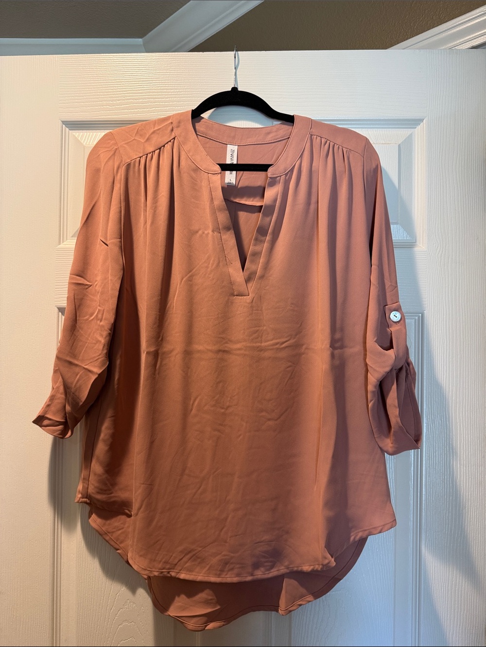 Women's V-Neck Roll-Sleeve Blouse